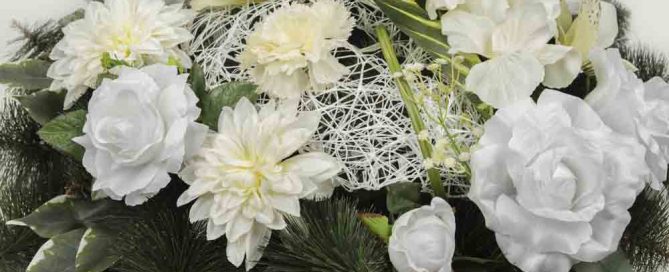 Mourning wreath for funeral on a white