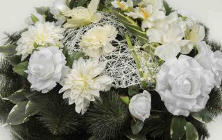 Mourning wreath for funeral on a white